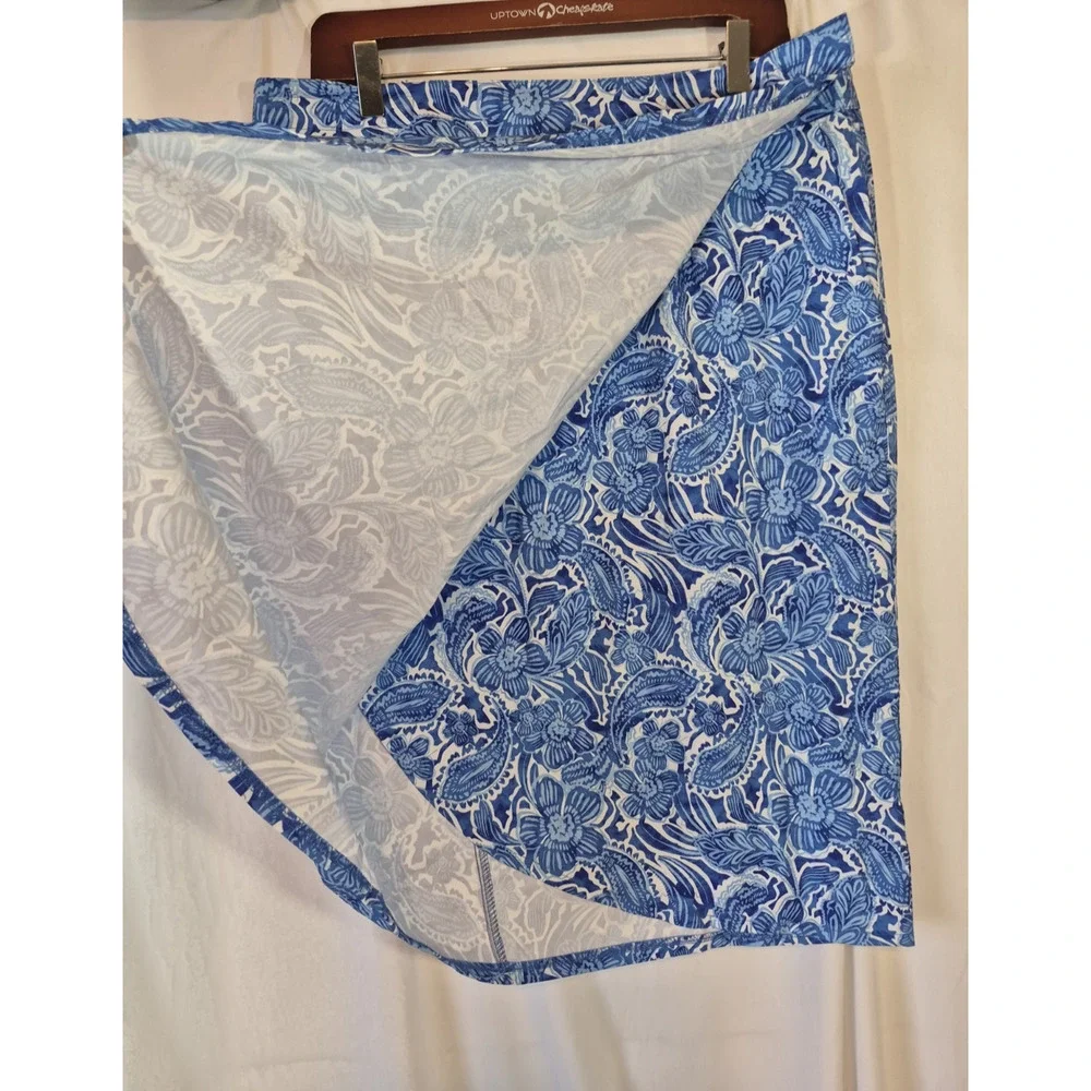RipSkirt Hawaii Length 3 Wrap Skirt Large Happy Blues New w/Tags